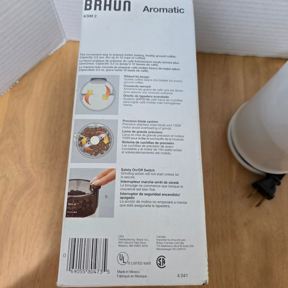 Braun Aromatic Coffee Grinder Unisex OS White Excellent KSM 2 150W Blade Grinder - Picture 9 of 9